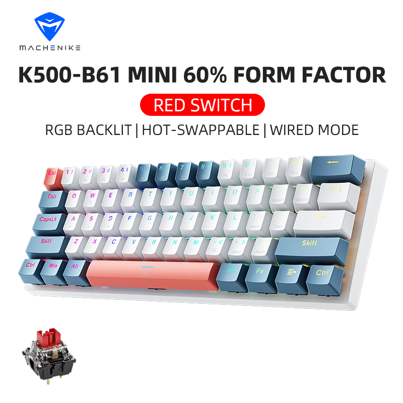 Gaming Keyboard Thocky - คีย์บอร์ดกลไกขนาดเล็ก Machenike รุ่น K500-B61 ขนาด 60%