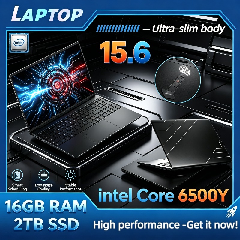 Gaming Keyboard 2026 - โน้ตบุ๊กเกมมิ่งพกพาสีดำขนาด 15.6 นิ้ว Intel Core 6500Y