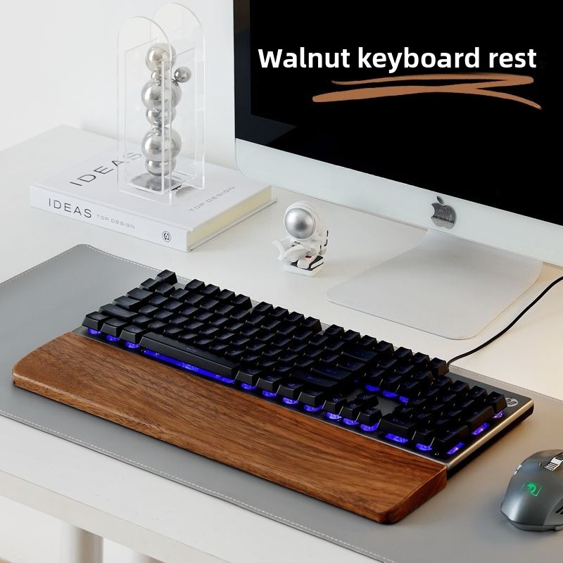 Wrist Rest Wood - ที่พักข้อมือไม้แท้สำหรับคีย์บอร์ดและแผ่นรองเมาส์ รองรับข้อมือสำหรับเล่นเกมและทำงาน คีย์บอร์ดแบบกลไก ที่พักข้อมือไม้แบบเรียบง่าย