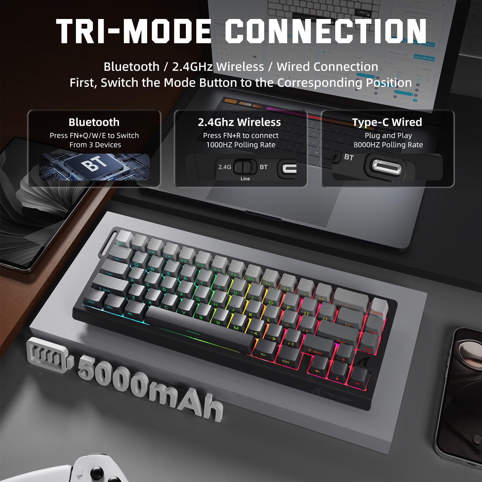 โจมตี SHARK X68 PRO X68PRO เขา - Gaming Keyboard Magnetic Switches บทวิจารณ์และราคา